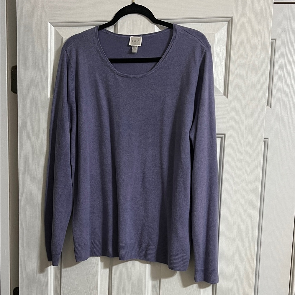 Cupio Periwinkle Purple Long Sleeve Round Neck Sweater Size XL